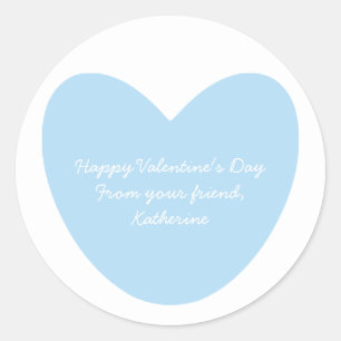 Happy Valentine's Day blue heart kids classroom Classic Round Sticker