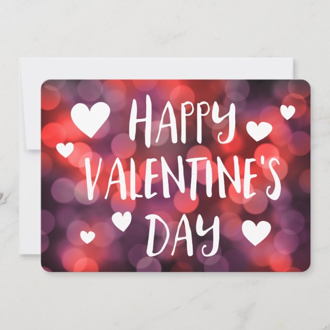 happy valentines day bokeh invitation (Front)