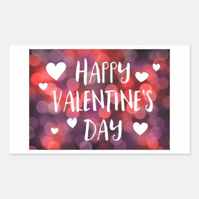 happy valentines day bokeh rectangular sticker (Front)