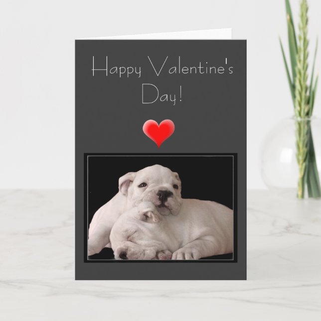 Happy Valentine's Day Bulldog Greeting Card (Front)