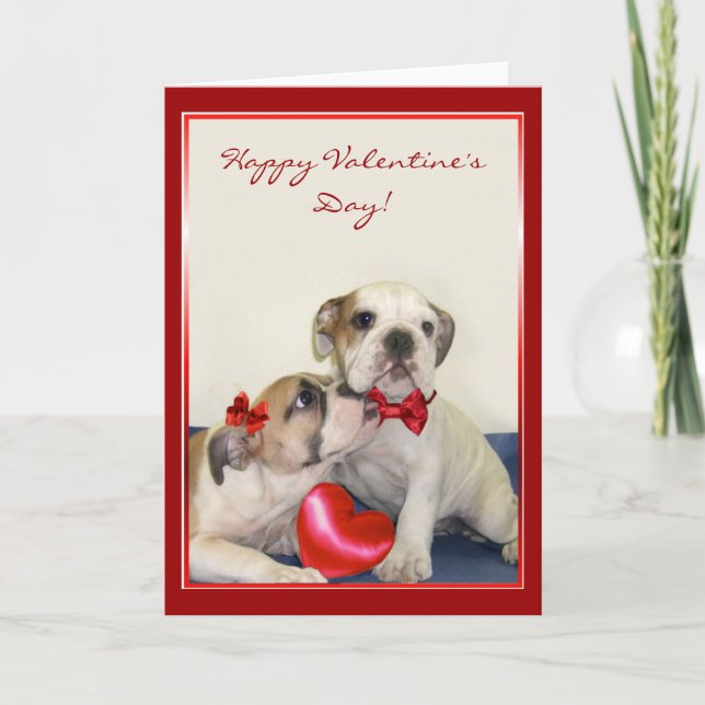Happy Valentine's Day Bulldog greeting card (Front)