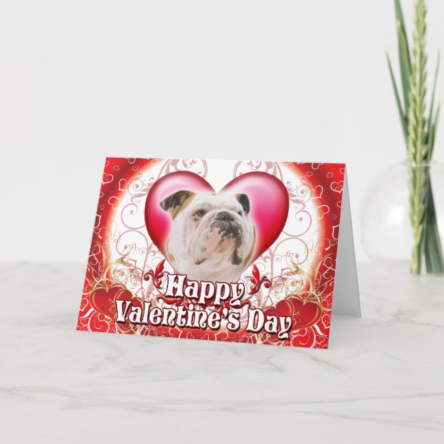 Happy Valentines Day Bulldog Holiday Card (Front)