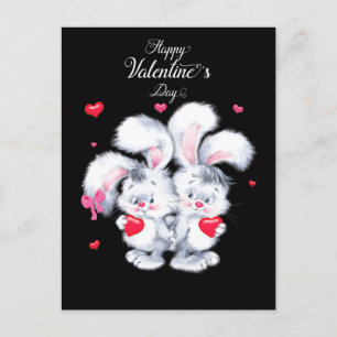 Happy Valentine's Day Bunnies Holiday Postcard