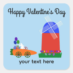 Happy Valentine's Day Bunny Carrot Car #4 Stickers