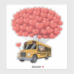 Happy Valentine's Day Bus with Owl