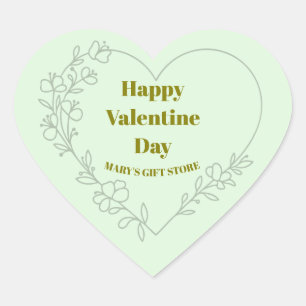 Happy Valentine's Day Business Name Classic Round Heart Sticker