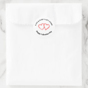 Happy Valentine's Day Business Name  Classic Round Sticker