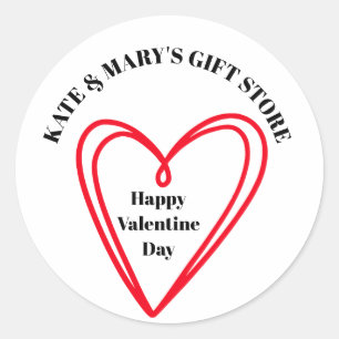 Happy Valentine's Day Business Name Classic Round Sticker