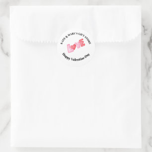 Happy Valentine's Day Business Name Classic Round Sticker