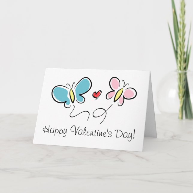 Happy Valentine's Day butterfly love greeting card (Front)