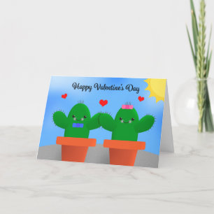 Happy Valentine's Day Cactus Illustration Humour  Holiday Card