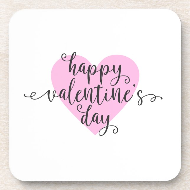 Happy Valentine's Day Calligraphy | Coaster (Front)