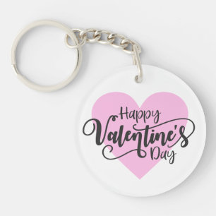 Happy Valentine's Day Calligraphy   Keychain