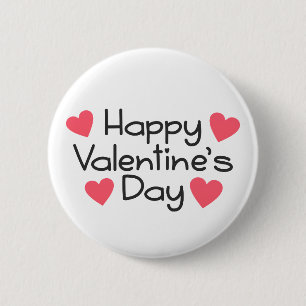 Happy Valentine's Day Calligraphy   Pin Button