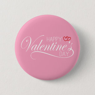 Happy Valentine's Day Calligraphy   Pin Button