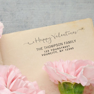 Happy Valentines Day Calligraphy Return Address Self-inking Stamp
