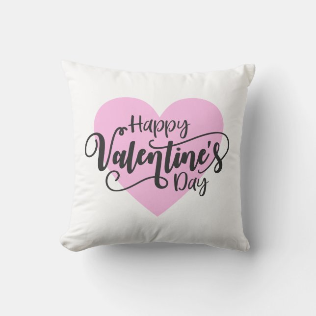 Happy Valentine's Day Calligraphy | Throw Pillow (Front)
