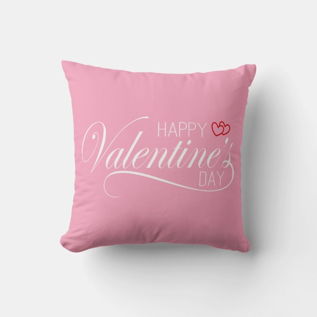Happy Valentine's Day Calligraphy | Throw Pillow (Front)