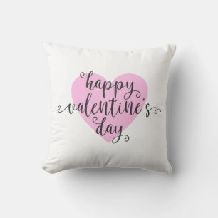 Happy Valentine's Day Calligraphy   Throw Pillow