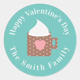 Happy Valentines Day Camp Fire Chocolate Classic Round Sticker