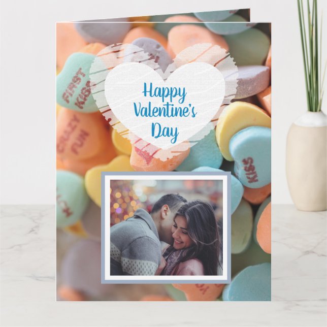 Happy Valentine's Day Candy Hearts Photo Card (Front)