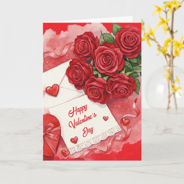 Happy Valentine's Day Card (Yellow Flower)
