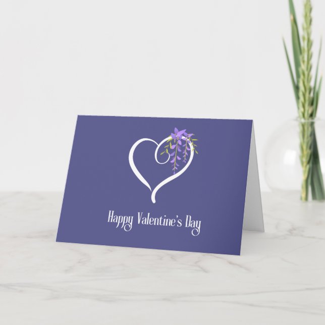 Happy Valentines Day Card Customise Purple & White (Front)