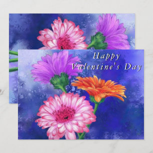 Happy Valentine's Day Card Three Colour Gerberas