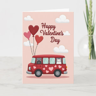 Happy Valentines Day Cat Bus Card