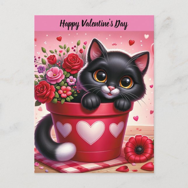 Happy Valentine's Day Cat postcard (Front)