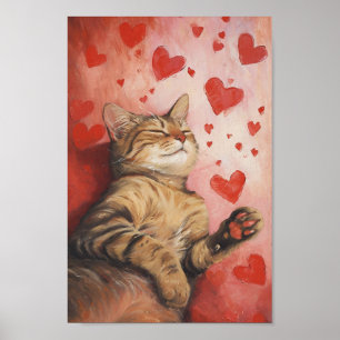 Happy Valentines Day Cat Poster