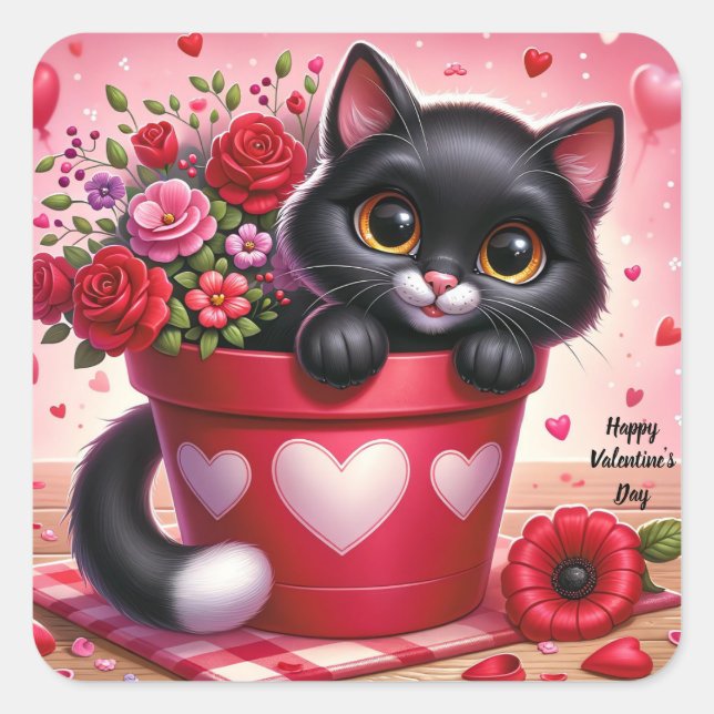 Happy Valentine's Day Cat sticker (Front)