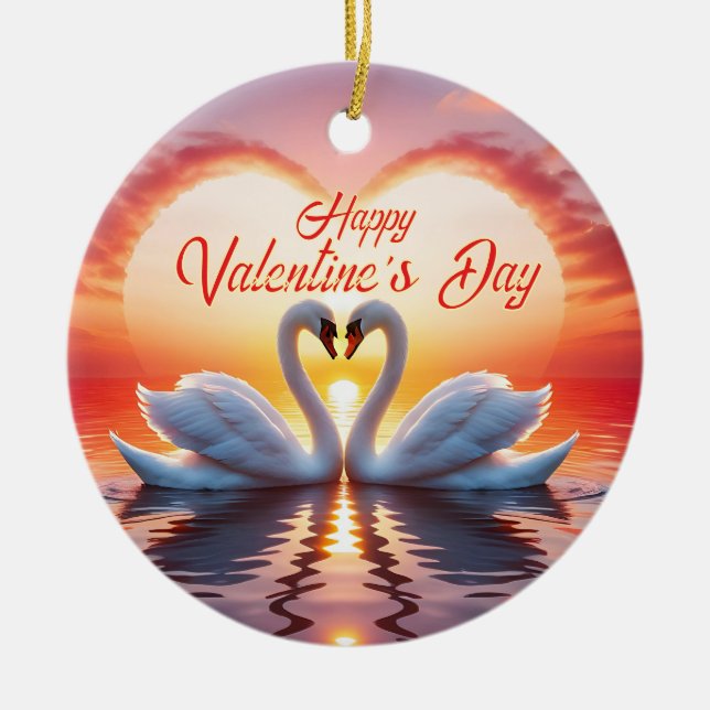 Happy Valentine's Day Ceramic Tree Decoration (Front)