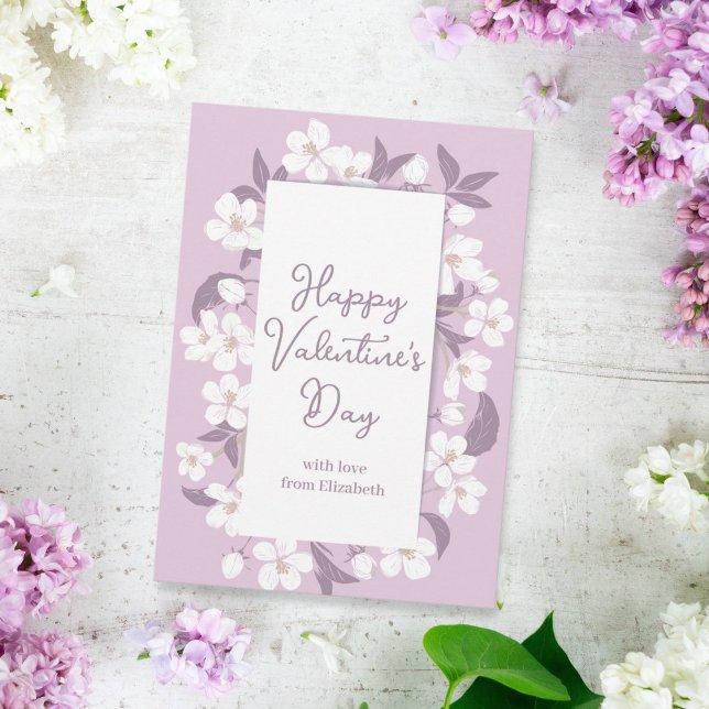 Happy Valentine's Day Chic Custom Pink Floral Card (Creator Uploaded)