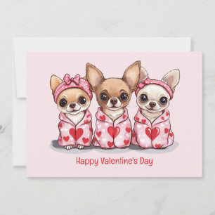 Happy Valentines Day Chihuahua Dogs Holiday Card