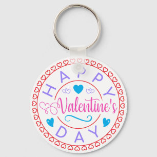 Happy Valentine's Day Circle Design-67127 Key Ring