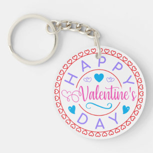 Happy Valentine's Day Circle Design-67127 Key Ring