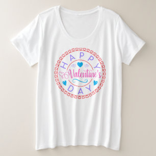 Happy Valentine's Day Circle Design-67127 Plus Size T-Shirt