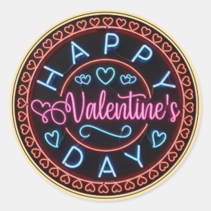 Happy Valentine's Day Circle Design-67128 Classic Round Sticker