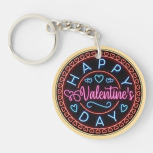 Happy Valentine's Day Circle Design-67128 Key Ring