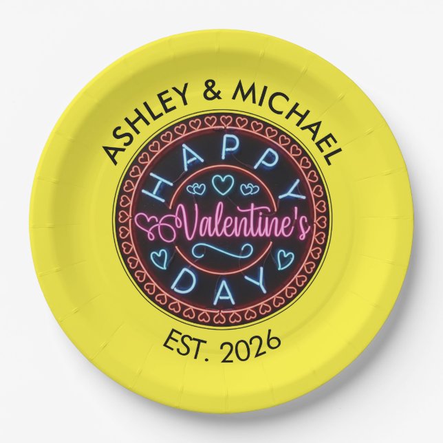 Happy Valentine's Day Circle Design-67128 Paper Pl Plate (Front)