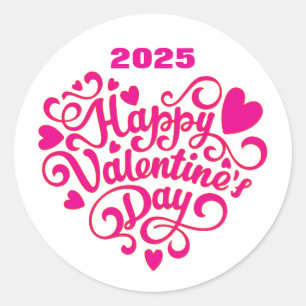 Happy Valentine's Day Classic Round Sticker