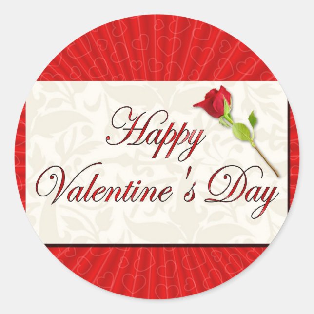 Happy Valentine's Day Classic Round Sticker (Front)