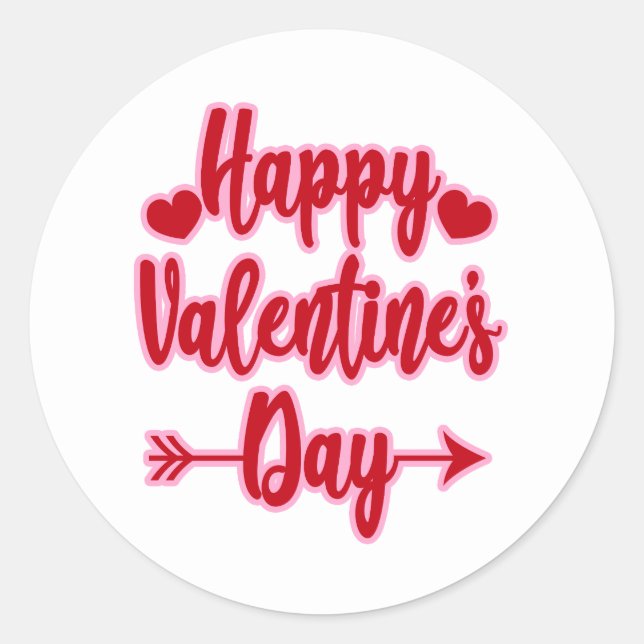 Happy Valentine's Day Classic Round Sticker (Front)