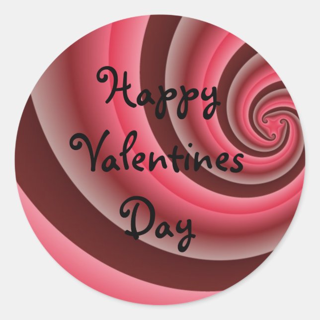 Happy Valentines Day Classic Round Sticker (Front)