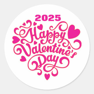 Happy Valentine's Day Classic Round Sticker