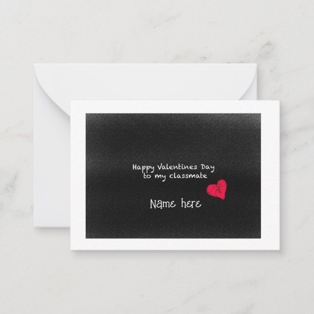 Happy Valentines Day Classmate Cool Cute Black Red Card (Front)