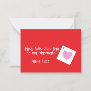 Happy Valentines Day Classmate Cute Whimsical Red Card