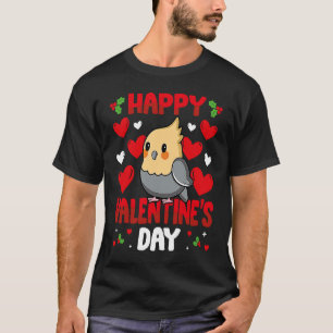Happy Valentines Day Cockatiel Heart Love Animal T-Shirt