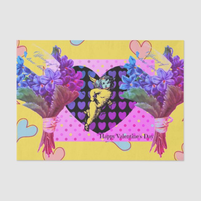 HAPPY Valentine's Day COLLAGE Tissue Paper (Front)